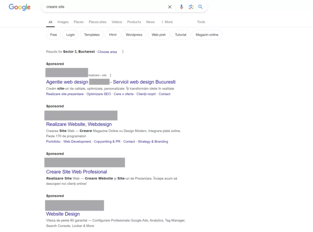 Screenshot 2024 07 24 104334 firma de web design reclame pe google